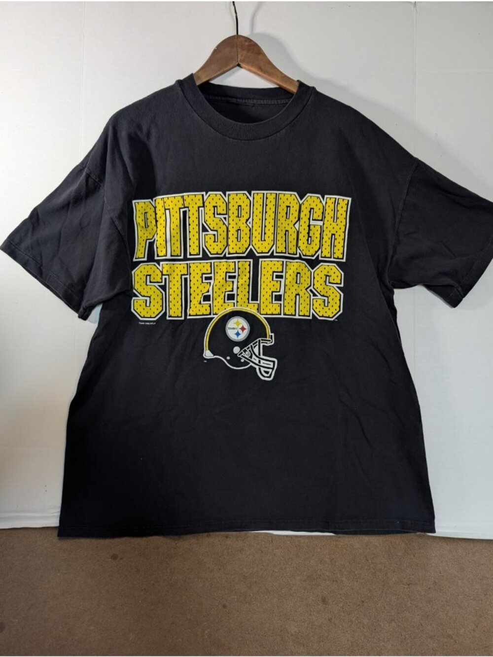 Vintage 90s 1995 NFL Pittsburgh Steelers Single Stitch Tee T-Shirt Black XL